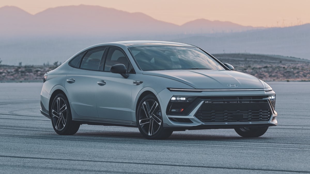 The 2024 Hyundai Sonata N-Line from a front quarter angle