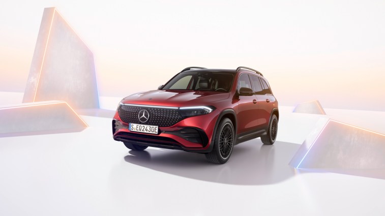 The 2024 Mercedes-Benz EQB seen from a front quarter angle