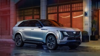 The 2025 Cadillac Escalade IQ seen from a front quarter angle