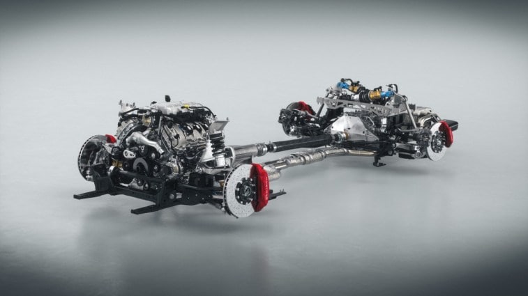 The chassis and suspension of the 2025 Ford Mustang GTD