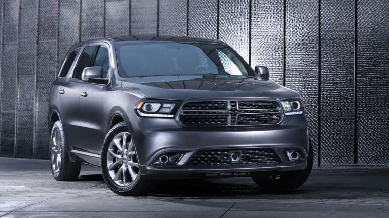 2015 Dodge Durango R/T in grey inside a warehouse.