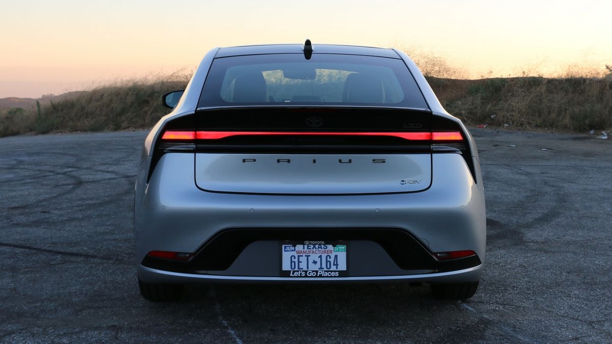 2023 Toyota Prius Limited in silver rear view.