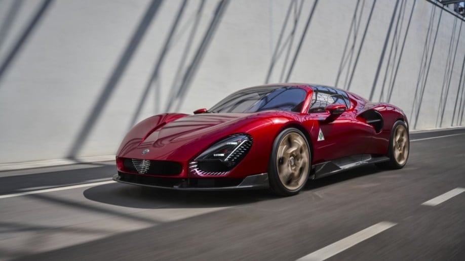 The 2024 Alfa Romeo 33 Stradale seen from a front quarter angle