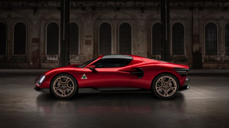 The 2024 Alfa Romeo 33 Stradale seen in profile