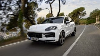 The 2024 Porsche Cayenne S E-Hybrid seen from a front quarter angle
