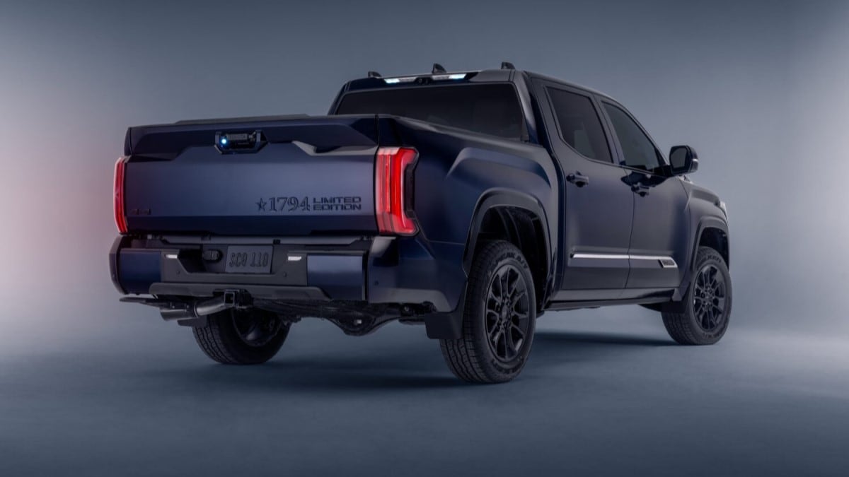 The 2024 Toyota Tundra 1974 Edition seen from a rear quarter angle