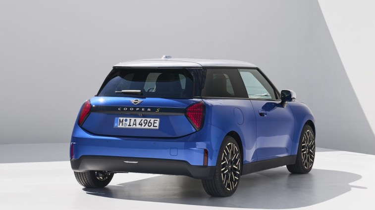The 2025 Mini Cooper seen from a rear quarter angle