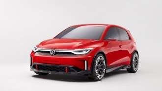 The Volkswagen ID. GTI Concept seen from a front quarter angle