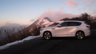 The Europe-only Mazda CX-60 seen in profile