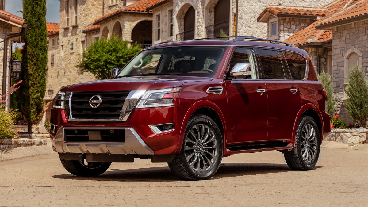 2023 Nissan Armada Platinum in red.