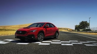 The 2024 Subaru WRX TR seen from a front quarter angle