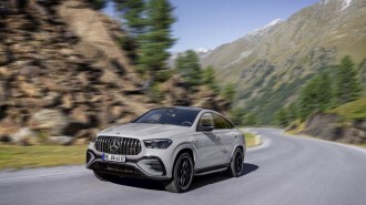 The 2026 Mercedes-AMG GLE 53 seen from a front quarter angle