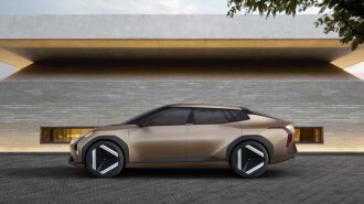 The Kia EV4 Concept seen in profile