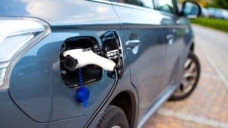 Electric vehicle at a charging station