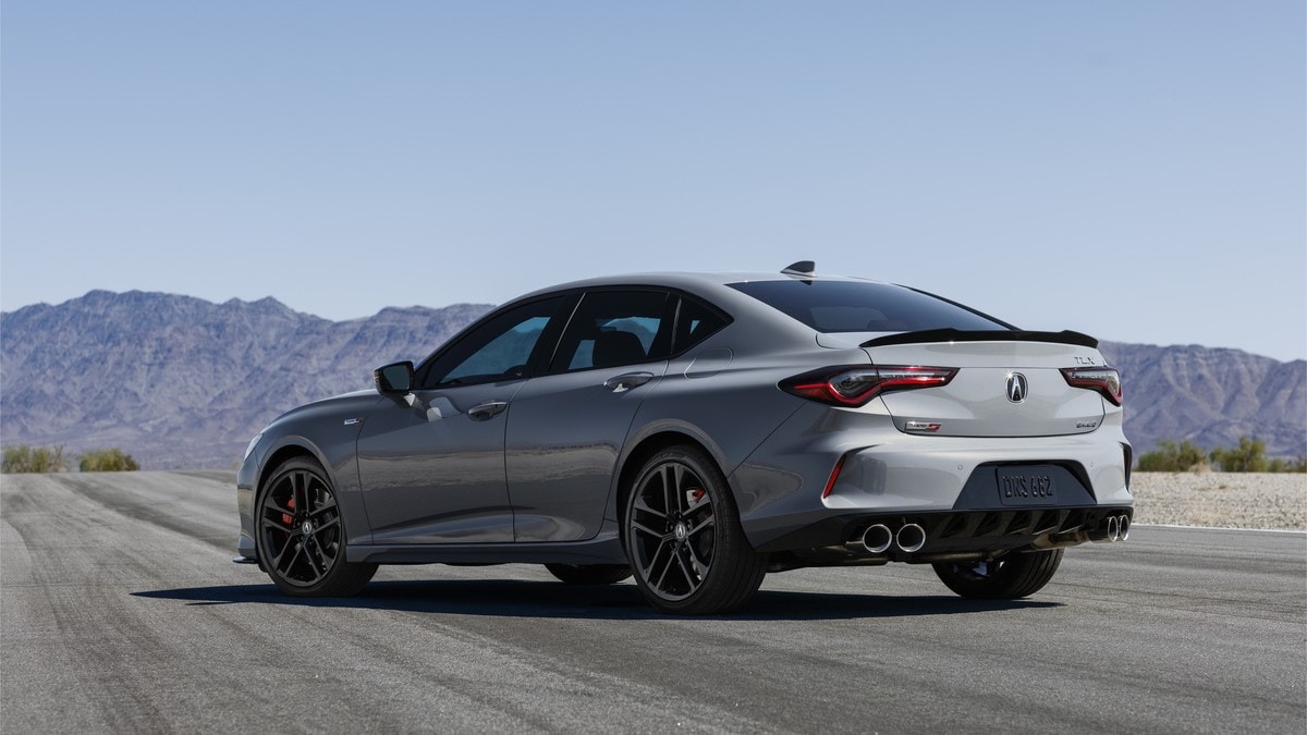 The 2024 Acura TLX seen from a rear quarter angle