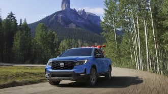 The 2024 Honda Ridgeline TrailSport seen from a front quarter angle