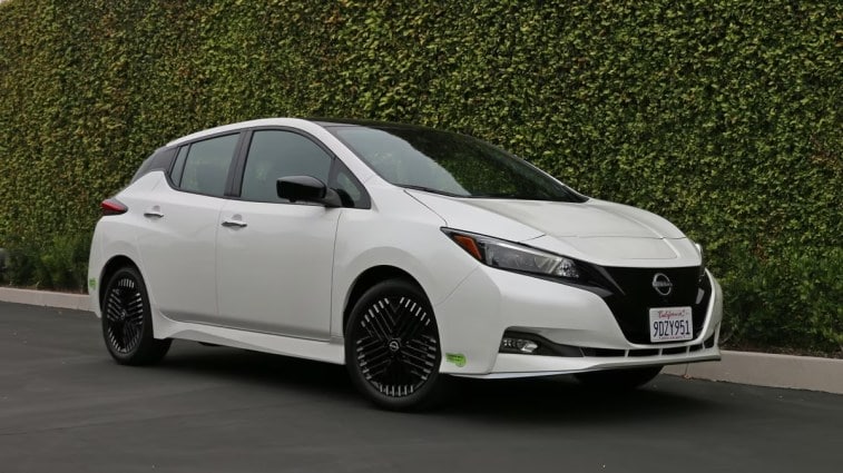 2024 Nissan Leaf in white.