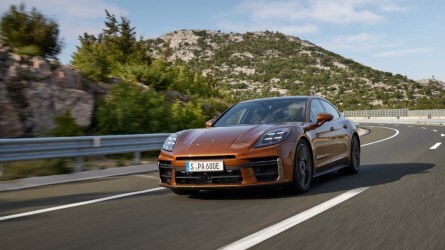 The 2024 Porsche Panamera seen from a front quarter angle