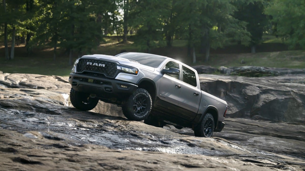 The 2025 Ram 1500 Rebel seen from a low angle