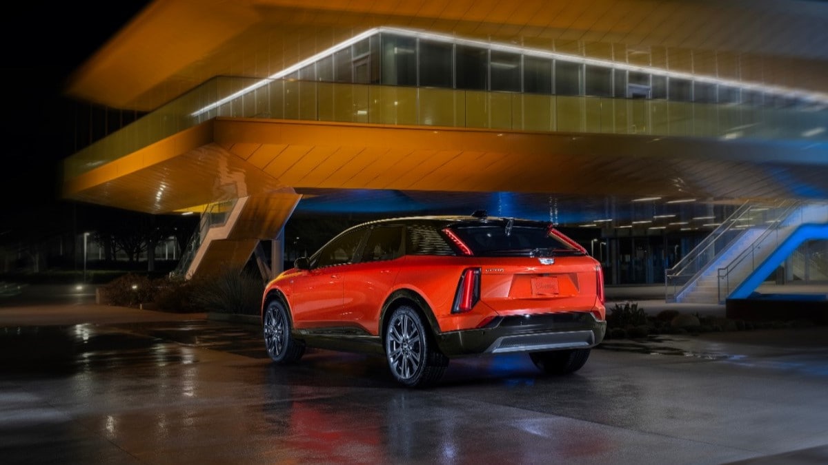 A teaser photo showing the Cadillac Optiq from the rear