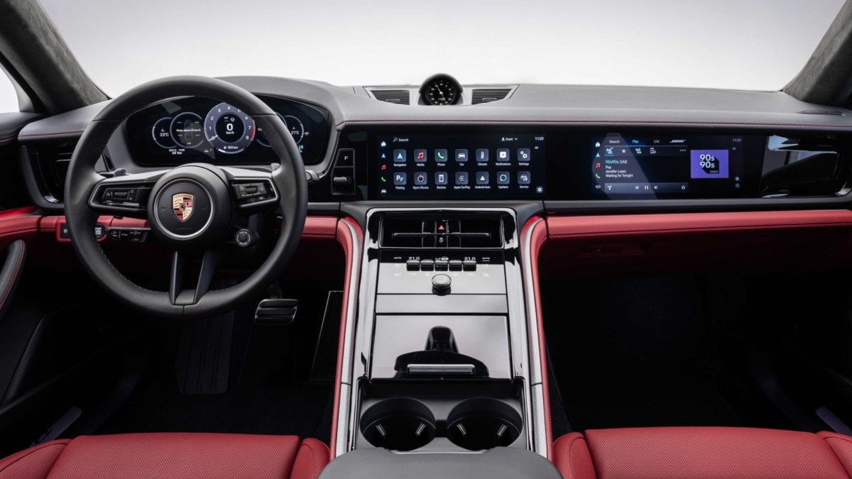 A teaser photo showing the interior of the 2025 Porsche Panamera