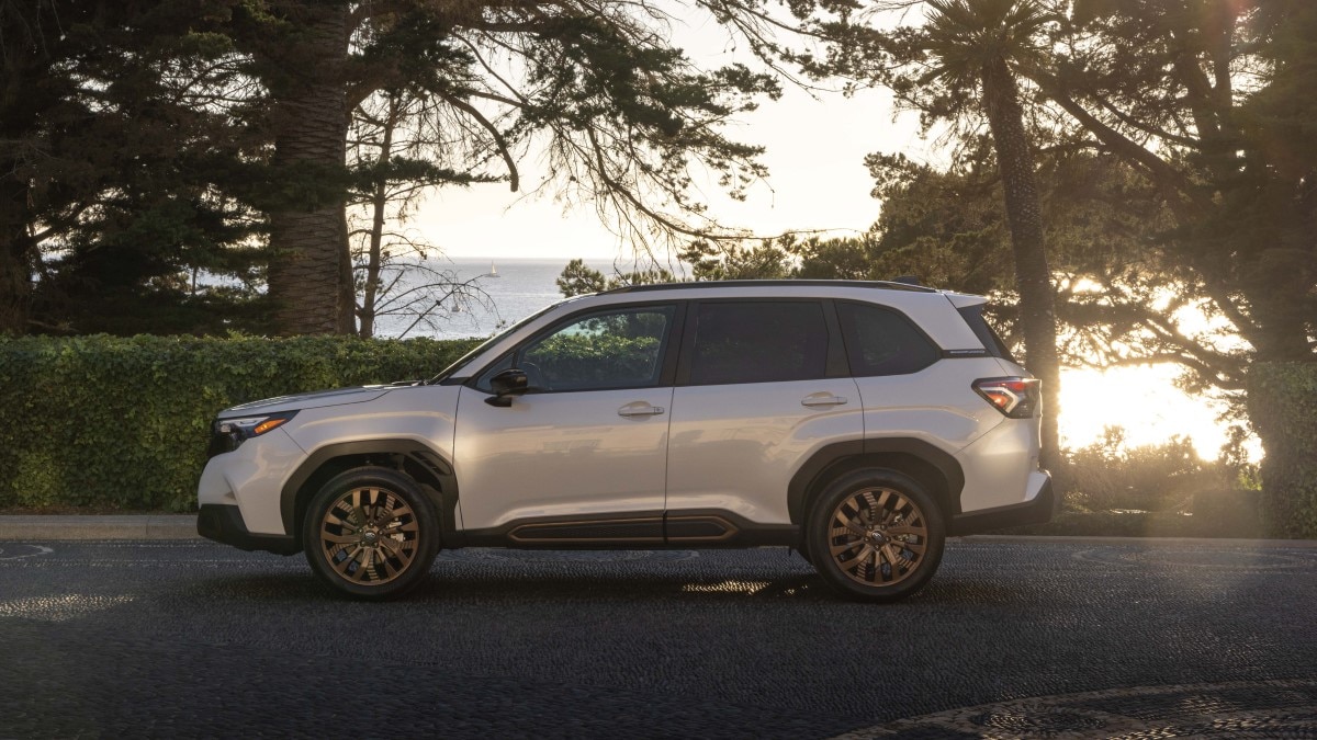 The 2025 Subaru Forester seen in profile