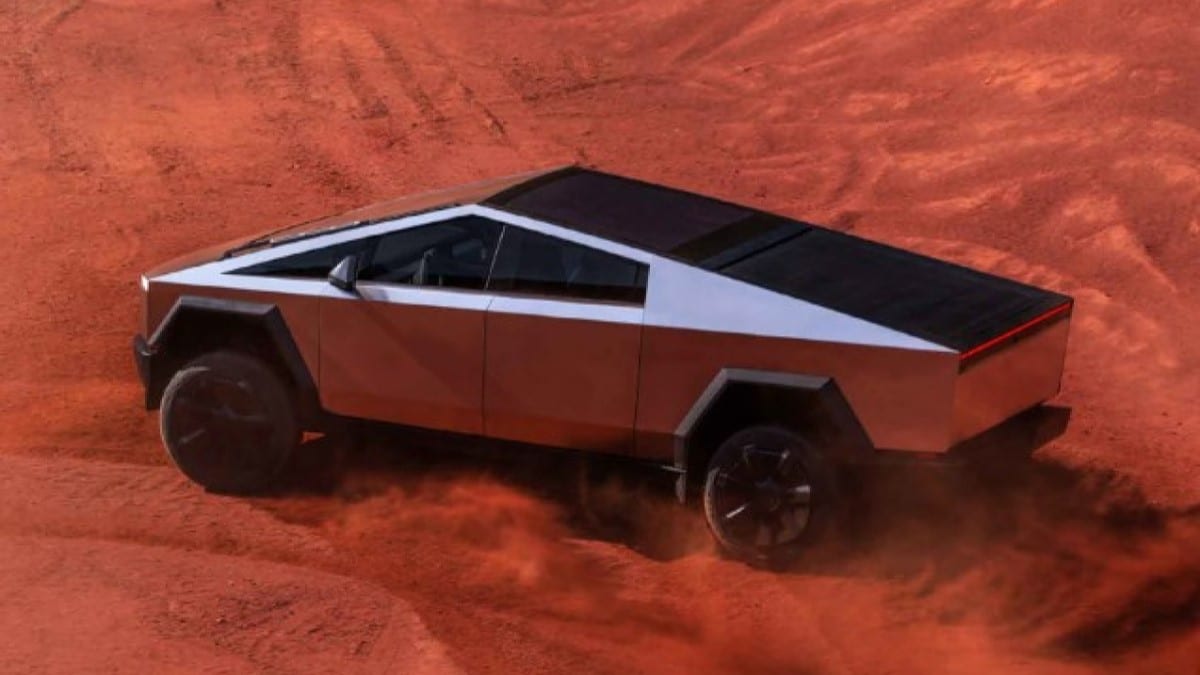 The Tesla Cybertruck seen from overhead