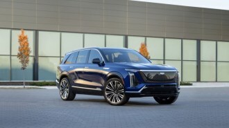 The 2026 Cadillac Vistiq seen from a front quarter angle