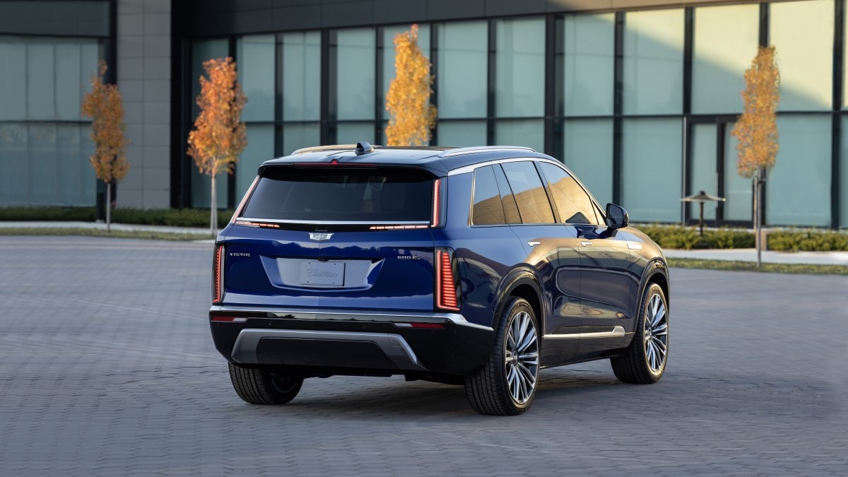 The 2026 Cadillac Vistiq seen from a rear quarter angle