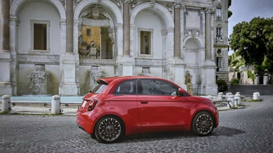 The 2024 Fiat 500e seen in profile