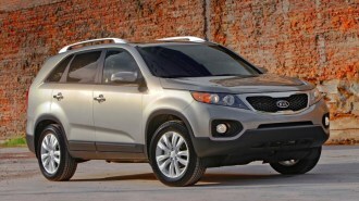 The 2011 Kia Sorento seen from a front quarter angle