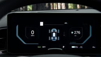 2024 Kia EV9 GT-Line driver info displaying range and mph.