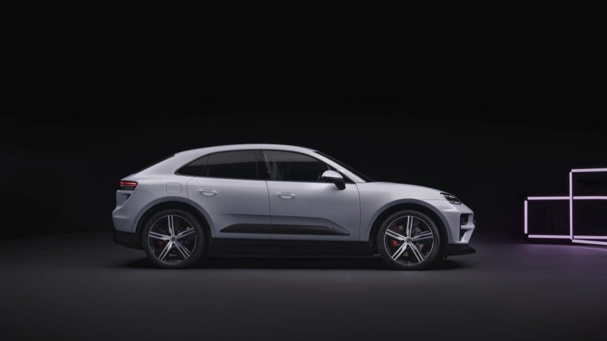 The 2024 Porsche Macan EV seen in profile