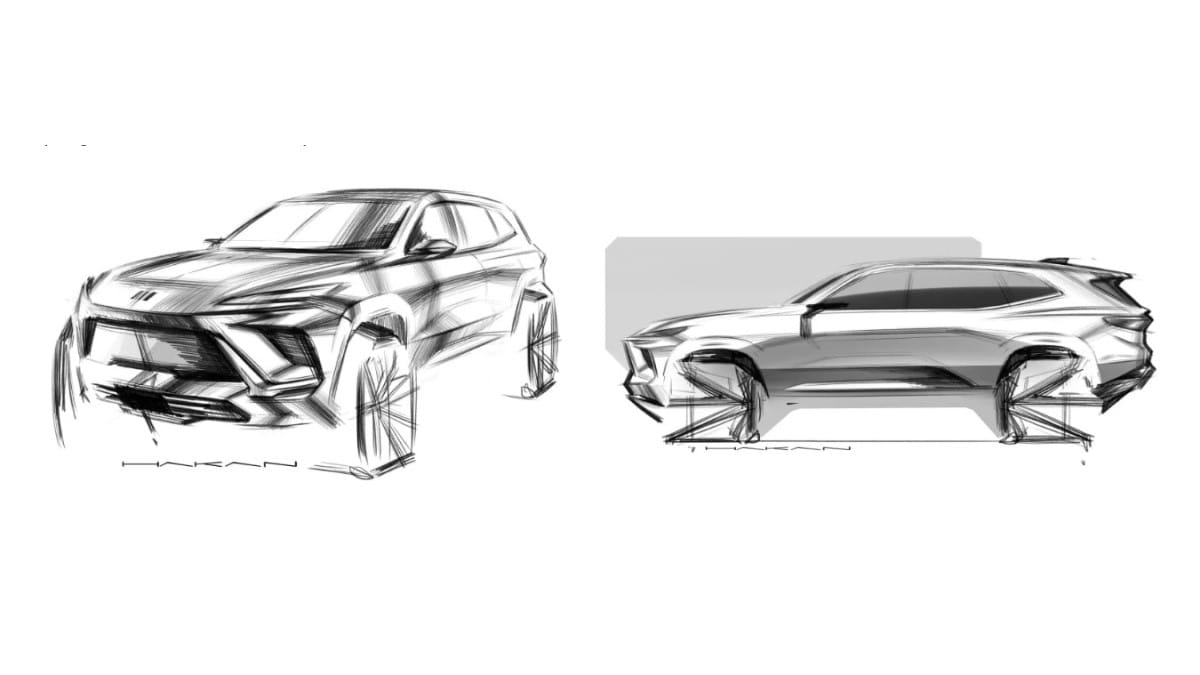 Teaser sketches showing the 2025 Buick Enclave
