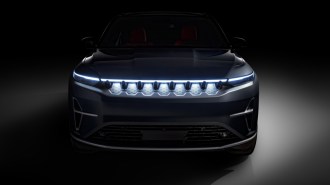 A teaser photo showing the front fascia of the 2025 Jeep Wagoneer S