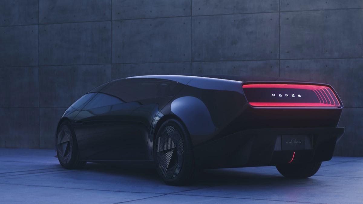 The Honda 0 Series Saloon concept seen from a rear quarter angle
