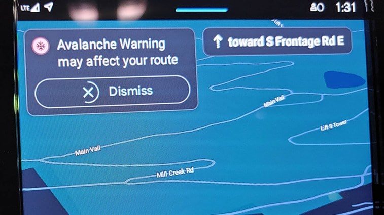 Avalanche warning on a winter EV road trip