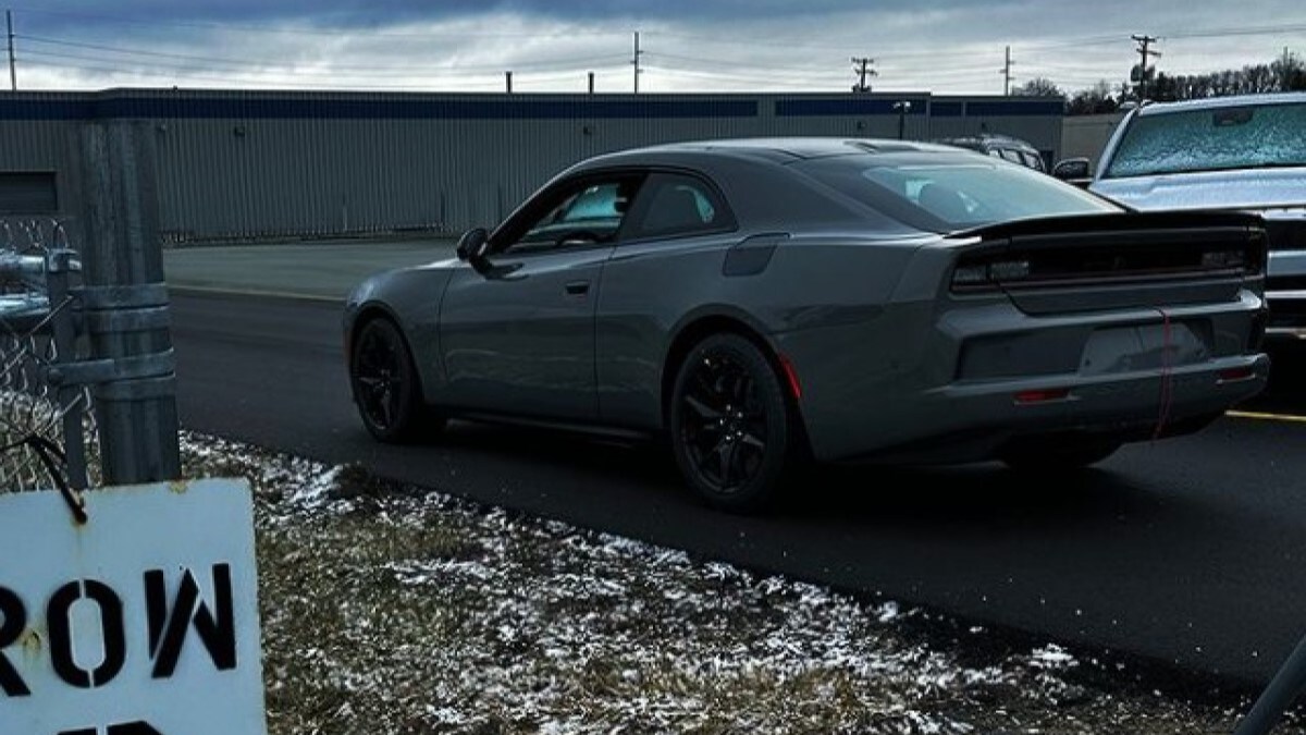 The Dodge Charger Daytona concept seen from a rear quarter angle