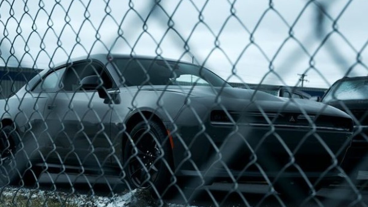 The Dodge Charger Daytona concept seen through a fence