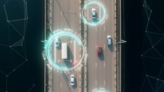 A visual effect showing several cars highlighted