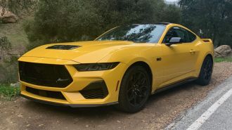 Front view of the 2024 Ford Mustang GT in yellow