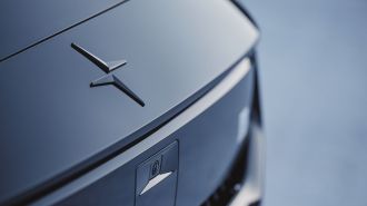2024 Polestar 2 in grey hood badge.