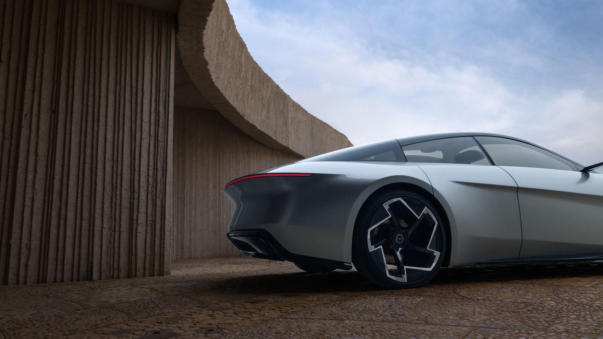 The Chrysler Halcyon Concept seen from a rear quarter angle
