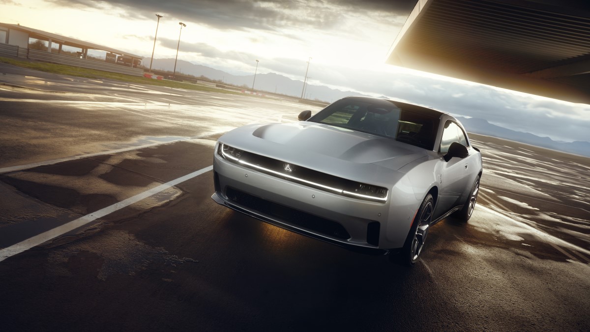 The 2024 Dodge Charger Daytona seen from a front quarter angle