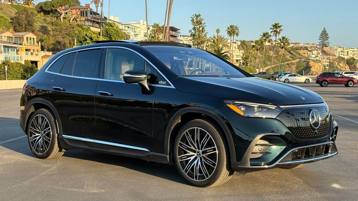 2024 Mercedes-EQ EQE SUV in a beach parking lot.