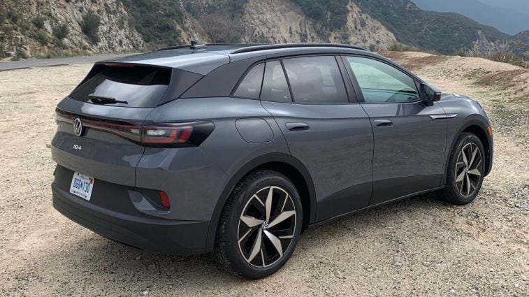 Rear view of the 2024 Volkswagen ID.4 in gray