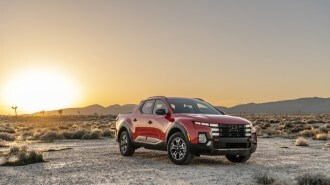 The 2025 Hyundai Santa Cruz seen from a front quarter angle