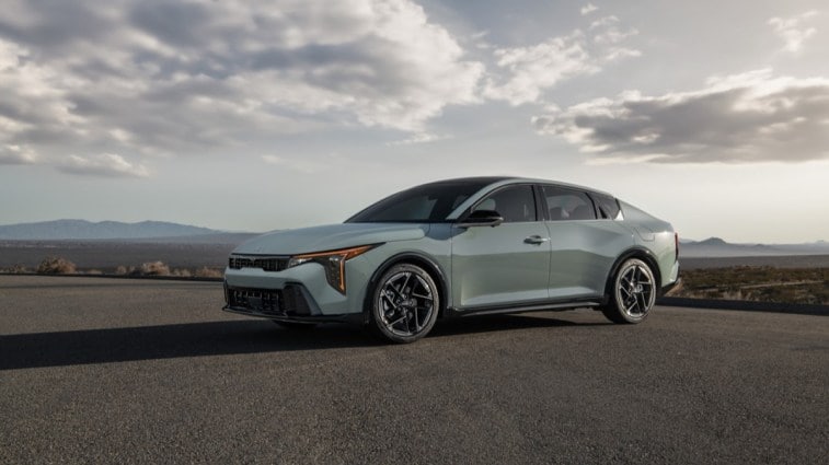 The 2025 Kia K4 seen from a front quarter angle