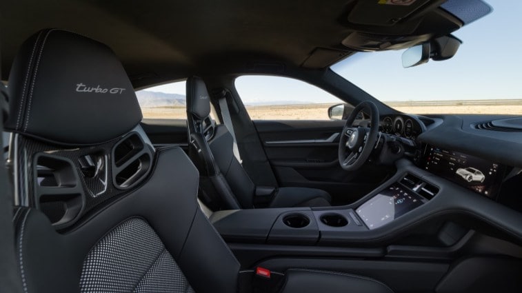 The interior of the 2025 Porsche Taycan Turbo GT