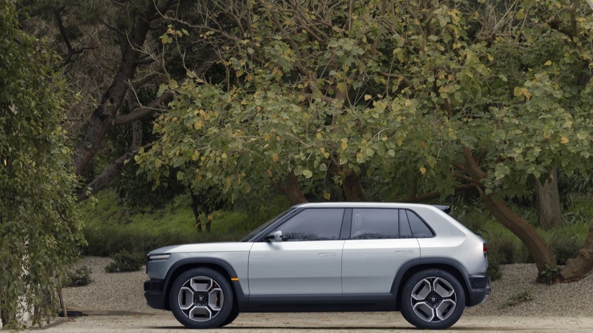 The Rivian R3 seen in profile